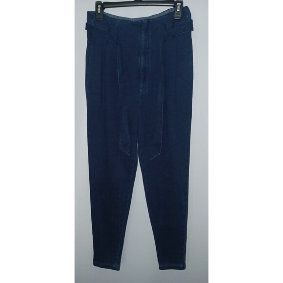 AG Adriano Goldschmied Pentra Pants Tie Frt Belt Blue Paperbag Jogger High Waist - Picture 2 of 11